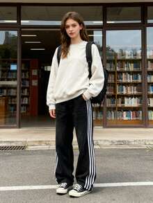 Y2kBaggy Jeans Men Vintage Striped Jeans Men Relaxed Fit Casual Streetwear For Skater Stripe Wide Leg Denim Pants Y2k - 黑色 - 查看 4