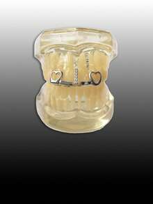 1 Set Hollow Heart Bar Zirconia & Vertical Bar Zirconia Shiny Fashion Hip Hop Tooth Jewelry, Stylish For Party, Christmas, Valentine's Day Gift, Unisex - Multicolor - View 4