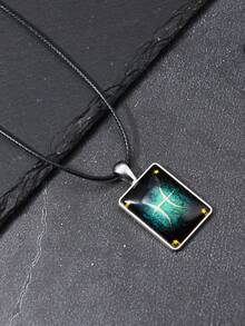 1pc Minimalist Fashionable Zodiac Sign Couple Necklace, Beaded Pendant Necklace - Multicolor - View 4