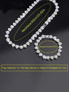 2pcs Heart-Shaped Cuban Link Necklace Set, Unisex, Hip-Hop Style Neck Chain Set, Luxury Jewelry Set, Suitable For Valentine's Day, Birthday, Daily Wear And Parties