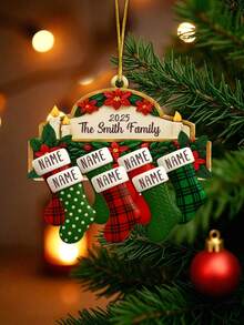Décoration de Noël personnalisée de bas de Noël de famille avec 2 à 8 noms personnalisés. Décoration festive de vacances 2025, cadeau souvenir pour les parents, grands-parents, amis. Parfait pour le sapin de Noël, la décoration de la maison, ornement personnalisé pour les rassemblements en famille - Multicolore - Voir 23