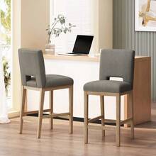 MERAX 31 Inch Counter Stools, Set Of 2, Fabric, Grey - Grey - View 3