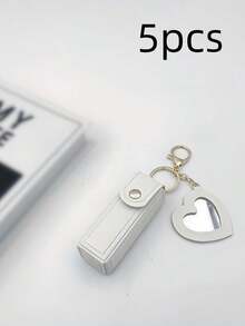 [مخصص] حقيبة تخزين أحمر الشفاه المحمولة، مع مرآة بشكل قلب، علبة واقية لأحمر الشفاه، قلادة مفتاح بسيطة، مناسبة لتخزين أحمر الشفاه والتعليق على الحقائب، هدية رائعة للصديقات - متعدد الألوان - مشاهدة 19