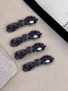 2个/4个秋冬复古优雅豹纹蝴蝶结发夹，适合刘海、侧分刘海、日常佩戴，波西米亚风优雅发饰 - 彩色 - 查看 13