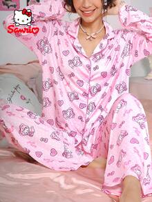 SANRIO Pajamoom 两件套女士  粉色睡衣，家居服，可爱睡衣套装，休闲服套装 - 淺粉色 - 查看 5