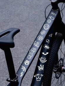 涂鸦自行车贴纸，适用于自行车车架上管，卡通DIY反光防水自行车贴纸，公路自行车车架贴纸 - 彩色 - 查看 5