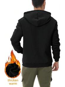 Sudadera deportiva con capucha y cierre para hombre, de manga larga, con capucha y bolsillos - Caqui - Ver 4