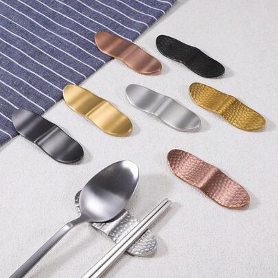 6pcs Japanese Style 18/10 Stainless Steel Chopstick Holder, Suitable For Hotel Restaurants And Dining Rooms, Reusable Tableware Accessories, Which Can Be Used As Dessert Spoons Or Coffee Spoon Stands