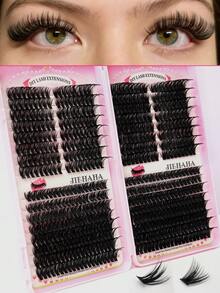608PCS D Curl Fluffy Individual Lash Clusters 30D+40D/60D+80D, 10-16mm DIY Lash Clusters Extra Thick&Dramatic Volume&Ultra Soft&Super Light Reusable Individual Segmented False Eyelashes Eyelash Extension Kit For Self Use At Home Halloween&Cosplay&Daily Life - Black - View 11