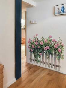 1pc Rose Vine Trellis Floral Wall Sticker, Romantic Garden Theme Red & Pink Rose Wall Decal, Butterfly Floral Pattern Self-Adhesive Wall Sticker, Suitable For Bedroom, Living Room, Hallway, Cabinet, Home Office, Classroom, Nursery, Greenhouse Decor - Multicolor - View 8