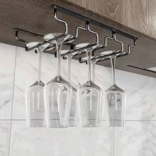 YSoporte para Copas de Vino Soporte para Copas de Vino Colgante Acero Inoxidable Cromado Debajo del Gabinete Soporte para Vasos de Vino para Barra de Cocina Casera Negro - 34,5 x 28 cm/13,6 x 11 pulgadas - Ver 1