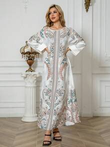 Fashionable Loose Print Dress, Comfortable Slimming Long Sleeve Ankle-Length Dress - SW1107 - View 4