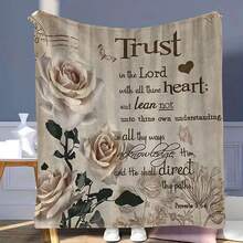Inspirational Christian Faith Print  Blanket  ,Uplifting Scripture Quotes, Super Soft Flannel Printed  Blanket,As Birthday Gifts, Family, Wedding, Souvenir Blankets, Polyester Blankets Suitable For All Seasons, Washable, Machine Washable, Lightweight, Breathable, Comfortable, Warm, Unique, 280gsm For Him, Her Personalized Ideal Gifts For Her, Him, Family, Boyfriend, Girlfriend, Father, Family, Mother, Lover, Daughter, Son, Grandfather, Grandmother, Friend, Classmate, Pet.   Perfect Nap, Camping, Travel, Home, Daily Life, Office Decoration, Birthday, Anniversary, Valentine's Day, Thanksgiving, Christmas, Halloween, Mother's Day, Father's Day, Wedding, New Year Gifts ,Sofa,Bed,Car,Bedroom,Living Room,Office,  Outdoor Camping, Beach,Wall Decoration - 多色6 - 查看 1
