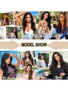 24" 1-Pack Full Head Curly Wave Clips In On Synthetic Hair Extensions Hairpieces For Women 4 Clips Per Piece-Natural Black - Multicolor - View 8