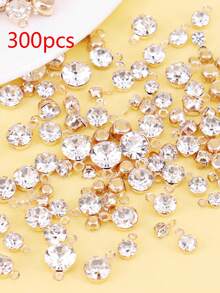 150pcs Assorted Size Rhinestone Pendants, 300pcs Gold Plated April Birthstone Beads For DIY Jewelry Making Earrings Necklaces Anklets Bracelets, Random Mixed Sizes - Yellow Gold - View 10