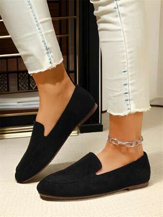 New Women's Slip-On Flat Shoes, Round Toe Elegant Soft Bottom Retro Loafers, Suitable For Women's Casual Wear, Combining Comfort And Fashion To Provide A Relaxed And Elegant All-Day Wear Experience, Versatile Shoes, Charming And Elegant Solid Color For Commuting And Home