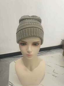 1顶新款欧美针织马尾辫开口帽，多功能保暖时尚女式户外帽 - 1pcs - 查看 18