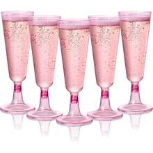 10/25/50pcs Set Reusable Pink & Champagne Wine Glasses, Cocktail Glasses, Wedding Toasting Flutes, Suitable For New Year, Christmas, Party, Wedding, Birthday, Valentine's Day, Back To School And Other Major Events - Multicolor - View 12