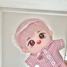 20cm/7.87" Plush Doll Pajama Set, Pink Striped & Polka Dot Loungewear Set With Eye Mask, Top, Pants, Mini Pillow 4pcs Replaceable Outfit, Gift For Women, Holiday/Birthday (Clothes Only, Doll Not Included) - Multicolor - View 7