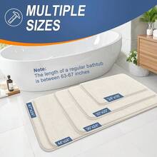 Thick Memory Foam Bath Mat Rug 47x20, Extra Soft Absorbent Bathroom Rug, Quick Dry Bath Mats, Non-Slip, Machine Washable Carpet For Bathroom, Tub And Shower, Home Decor Accessories, Ivory,47inchx20inch,Ivory - Gading - View 6