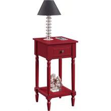 Convenience Concepts French Country Khloe 1 Drawer Accent End Table 14" - Traditional Farmhouse Side Table With Storage Drawer And Shelf For Living Room, Cranberry Red - 蔓越莓紅 - 查看 4