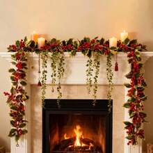 Christmas Garland with Berries Realistic Decorative Holiday Artificial Vines - Multicolor - Ver 5