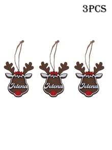 Custom Elk Bow Christmas Decorations With Name, Personalized Wooden Double-Layer Hanging Ornaments, Christmas Gifts, Customized Christmas Tree Decorations, Customizable Christmas Ornaments, Christmas Decor, Merry Christmas, Living Room Decor, Family, Mom, Dad - Style B - View 12