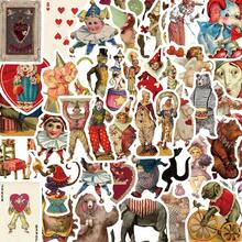 Set Of Antique Circus Performer PVC Stickers, 50 Waterproof Cartoon Stickers For Laptops, Water Bottles, Laptops - Reusable, Self-Adhesive Irregular Shapes, Suitable For Adults And Teens - Glass Surface Friendly Stickers - 50 mặt hàng - Xem 1