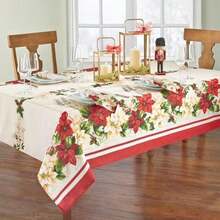 Home Fashions - Mantel de Tela de Pascua roja y Blanca Resistente a Las Arrugas, 60 x 120 Pulgadas, Multicolor(Mantel (1) 304.8 x 152.4 cm (Rectangular)) - Multicolor - Ver 2