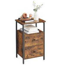 VASAGLE Bedside Table, Sofa Table, Nightstand With 2 Drawers, Industrial, For Bedroom, Living Room, Rustic Brown And Black - Brown - View 7