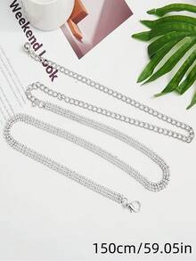 1 PC Women's Fashionable Rhinestone Waist Chain, Simple And Versatile Metal Belt, Suitable For Daily Wear, Parties And Halloween.