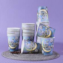 10 buc/20 buc/60 buc, Cana Ramadan Eid 9oz Cana de cafea musulmană de unică folosință Ramadan Cană pentru băuturi calde și reci Eid Decorațiuni pentru petreceri islamice, Pahare de petrecere islamice de unică folosință - Accesorii elegante pentru băuturi la sărbătoare Ramadan și Eid, Pahare festive Ramadan Kareem 9oz bleumarin și auriu, Pahare elegante de hârtie Eid Al-Fitr 9oz cu design de lună și felinar - Multicolor - Vizualizare 3