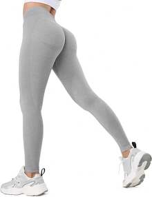 GILLYA Contour 2.0 sin costuras para levantamiento de glúteos y cintura alta para ropa deportiva, yoga, gimnasio - Gris - Ver 13