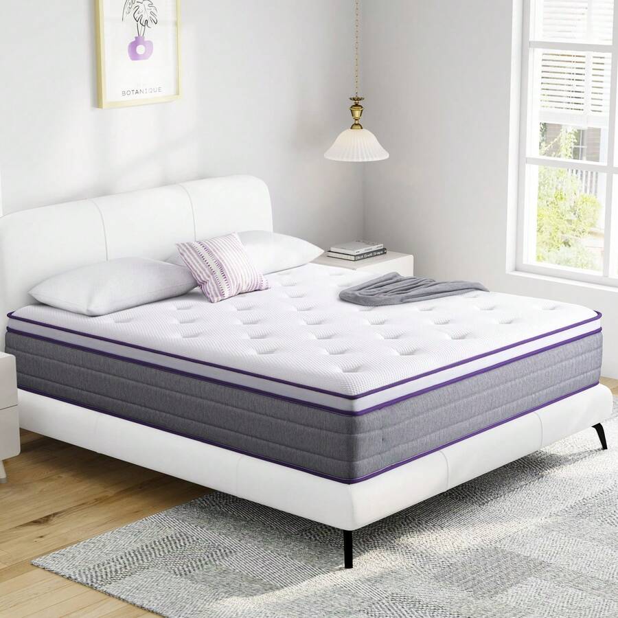 Twirest Double 135*190cm Pocketed Spring Hybrid 22&25 CM Mattress Memory Foam Single Mattress Silence Edge Support Breathable Knitted Soft And Skin Friendly Cloth Boxed - White - View 1