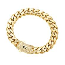 14mm Gold Cuban Link Chain And Bracelet Set 14K Gold Plated - 316L Stainless Steel Never Tarnish Waterproof With Vacuum Iced Diamond S Logo Clasp, Hip Hop Necklace & Bracelet Combo - Nhiều màu - Xem 52