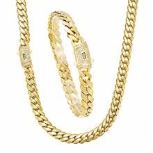 8mm Men's Stainless Steel Cuban Chain Necklace - Golden Polished Interlocking Link Design, Durable Tarnish-Resistant Jewelry For Casual Attire & Formal Events - Chiều rộng 8mm - Xem 1