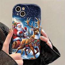 Un  de teléfono blanco puro con un tema navideño como santa, renos y trineo para varios modelos de , incluyendo 16, 15, 14, 13, 12, 11, 8, 7 Pro/Pro Max/Plus/X/Xs/Xr/Xs Max. Proporciona protección de la lente y funciona como una funda protectora que se convierte en una buena opción de regalo. - Mezcla de color 1 - Ver 5