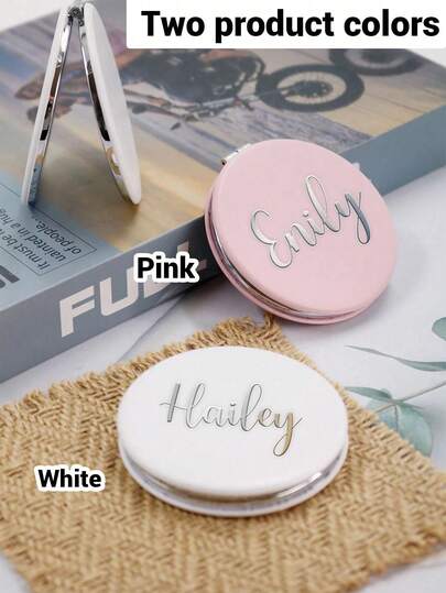 Espejo de bolsillo personalizado con nombre, espejo plegable mate personalizado para maquillaje, espejo mini personalizado de acero inoxidable, regalo personalizado con nombre, regalos para damas de honor, regalos de boda, regalos de cumpleaños, aniversario, San Valentín, viaje, portátil, pequeño y exquisito, adecuado para novias, madres, mejores amigas, parejas
