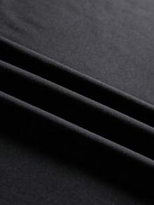 Camiseta clásica informal de manga corta de color liso - Negro - Ver 5