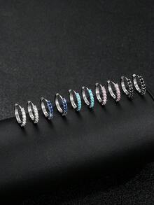 1 Đôi bông tai đinh tán bằng đồng đính đá Cubic Zirconia thời trang, unisex, phù hợp cho phong cách đường phố, tiệc tùng, mặc hàng ngày, quà tặng Giáng sinh, Năm mới, Ngày Valentine, Lễ Phục sinh. - Nhiều màu - Xem 1