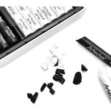 Artecho ネオンオイルパステル 12色セット ソフトオイルパステル アートペインティング/描画/ブレンド用 10x70mm - ホワイトとブラック. - チェックする 2