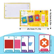 Kids Shape Combination Matching Flashcards Set With Stand, Educational Figure Puzzle Learning Toy, Reusable Shape Assembly Desk Calendar Cards For Preschoolers' Cognitive Skill Building - Multicolor - View 3