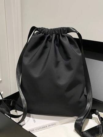 1 pieza Mochila de gran capacidad de unicolor de nailon, bolso organizador casual y de moda para mujer, para uso diario