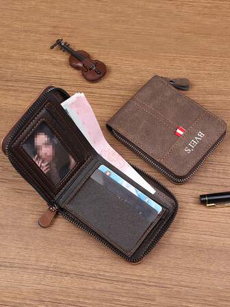 1pc PU Leather Unisex Wallet, Versatile Card Holder Coin Purse, Fashion Casual Travel Document Pouch, Christmas Gift