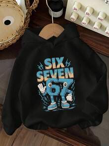 Tween Boy Numeric & English Print Warm Thermal Lined Pullover Sweatshirt Sweatshirt, Autumn/Winter - Black - View 2