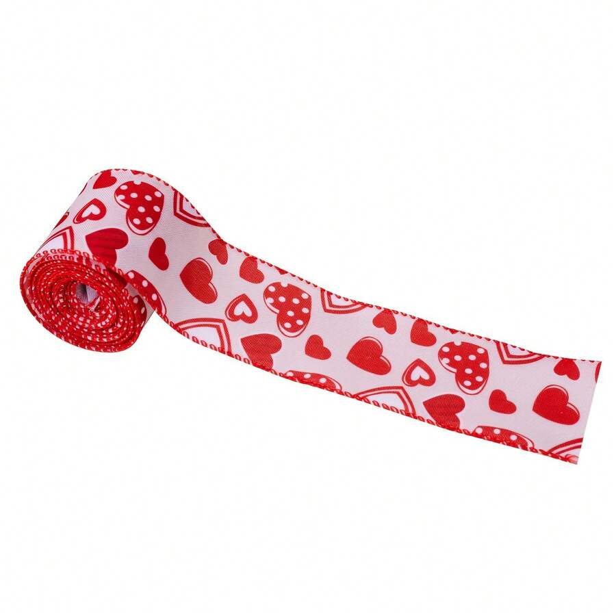 Heart Ribbon For Flower Bouquet Valentine's Day Wrapping Ribbon For Present Wreaths Craft Holiday Decoration - Rose Red - View 1