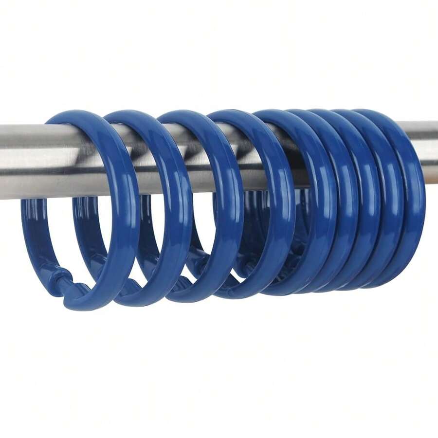 Qulable Navy Blue Shower Curtain Hooks - 12 Pcs Circular Plastic Shower Curtain Rings For Bathroom - O Shaped Dark Blue Shower Hooks Rings For Shower Curtain Rod,NavyBlue - 海軍藍 - 查看 1