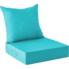 Outdoor Cushions Patio Furniture, Outdoor Cushion Set 24x 24x 5.75 Inch, Waterproof Fade Resistant Outdoor Chair Cushions, Deep Patio Chair Cushion With Removable Cover, Navy Blue - 青色 + 24*24+4/24*20" - 查看 1