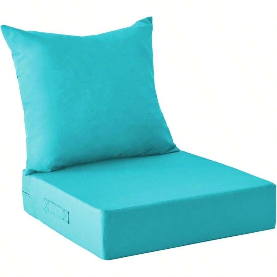 Outdoor Cushions Patio Furniture, Outdoor Cushion Set 24x 24x 5.75 Inch, Waterproof Fade Resistant Outdoor Chair Cushions, Deep Patio Chair Cushion With Removable Cover, Navy Blue - 青色 + 24*24+4/24*20" - 查看 1