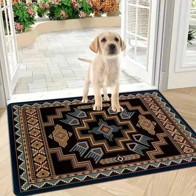 1pc Vintage Traditional Pattern Doormat, Small Rug, Welcome Mat, Carpet, Floor Mat, Outdoor Doormat, Kitchen Rug, Home Decor, Front Door Mat, Area Small Rug, Outdoor Mat, Home Decor, Area Rug, Garden Rug, Washable Rug, Plush Rug, Thick Rug, Fluffy Rug, Autumn/Winter Rug